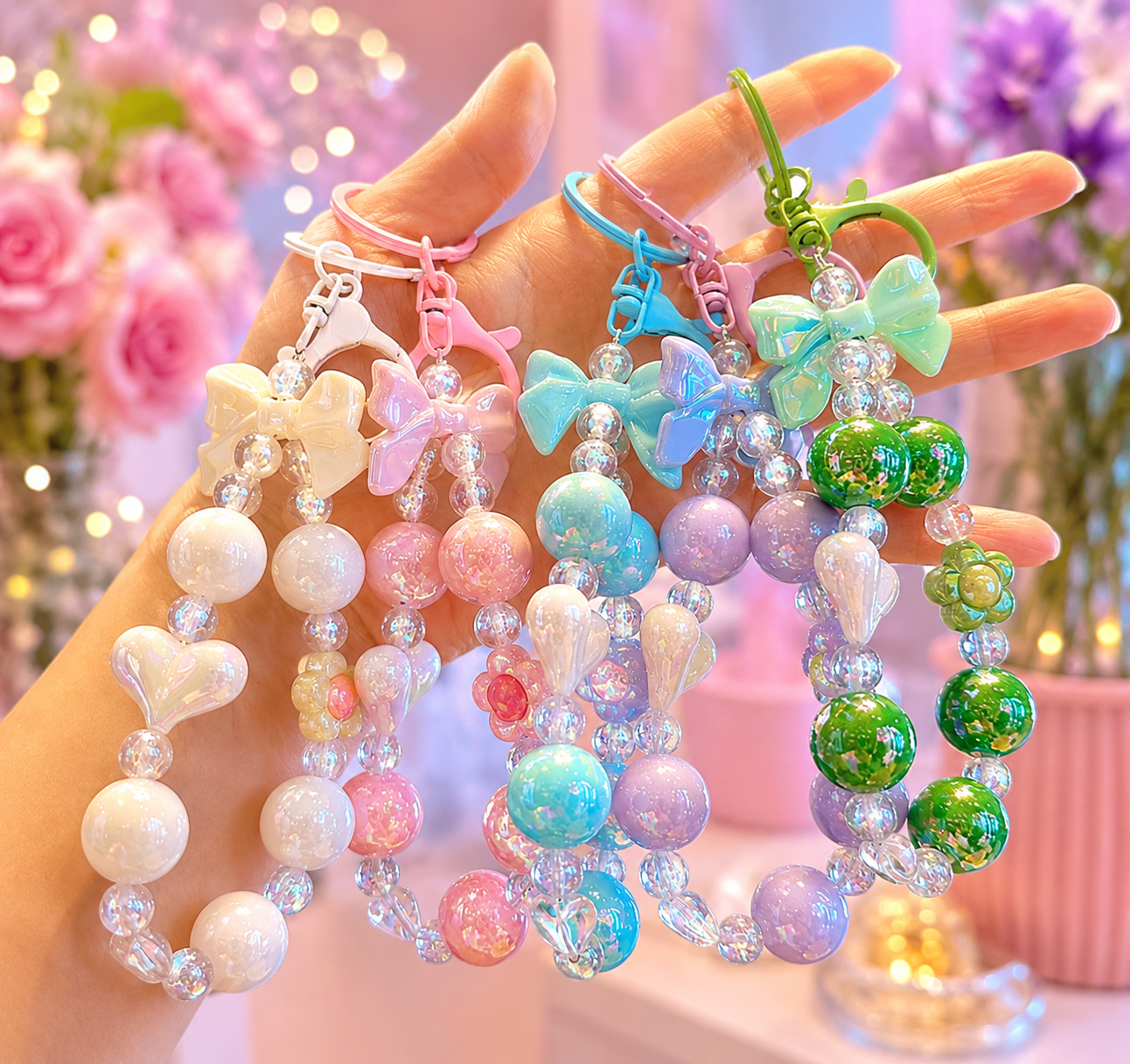 Iridescent Beaded Phone Charm