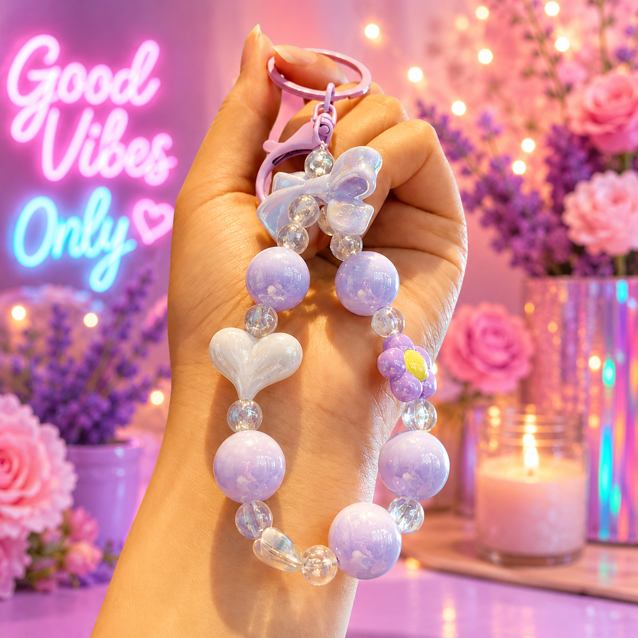 Iridescent Beaded Phone Charm